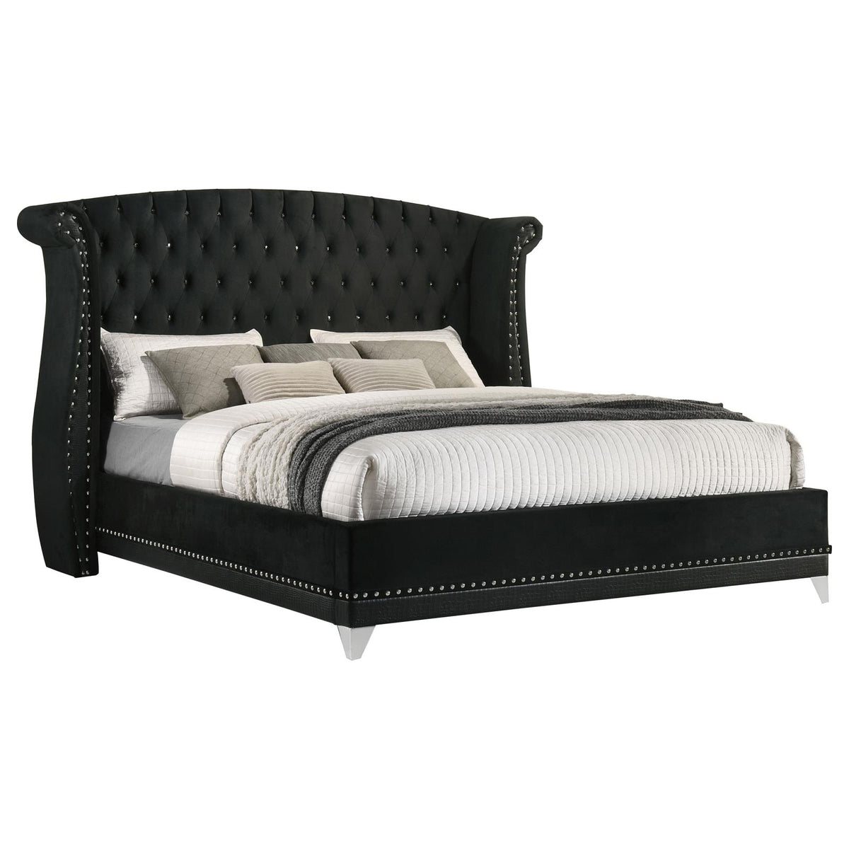 Barzini Upholstered California King Wingback Bed Black