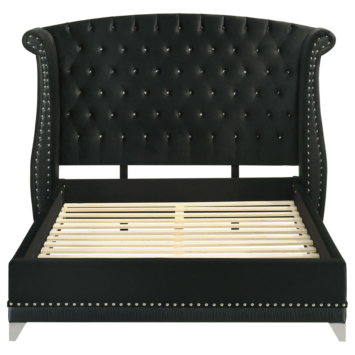 Barzini Upholstered Queen Wingback Bed Black