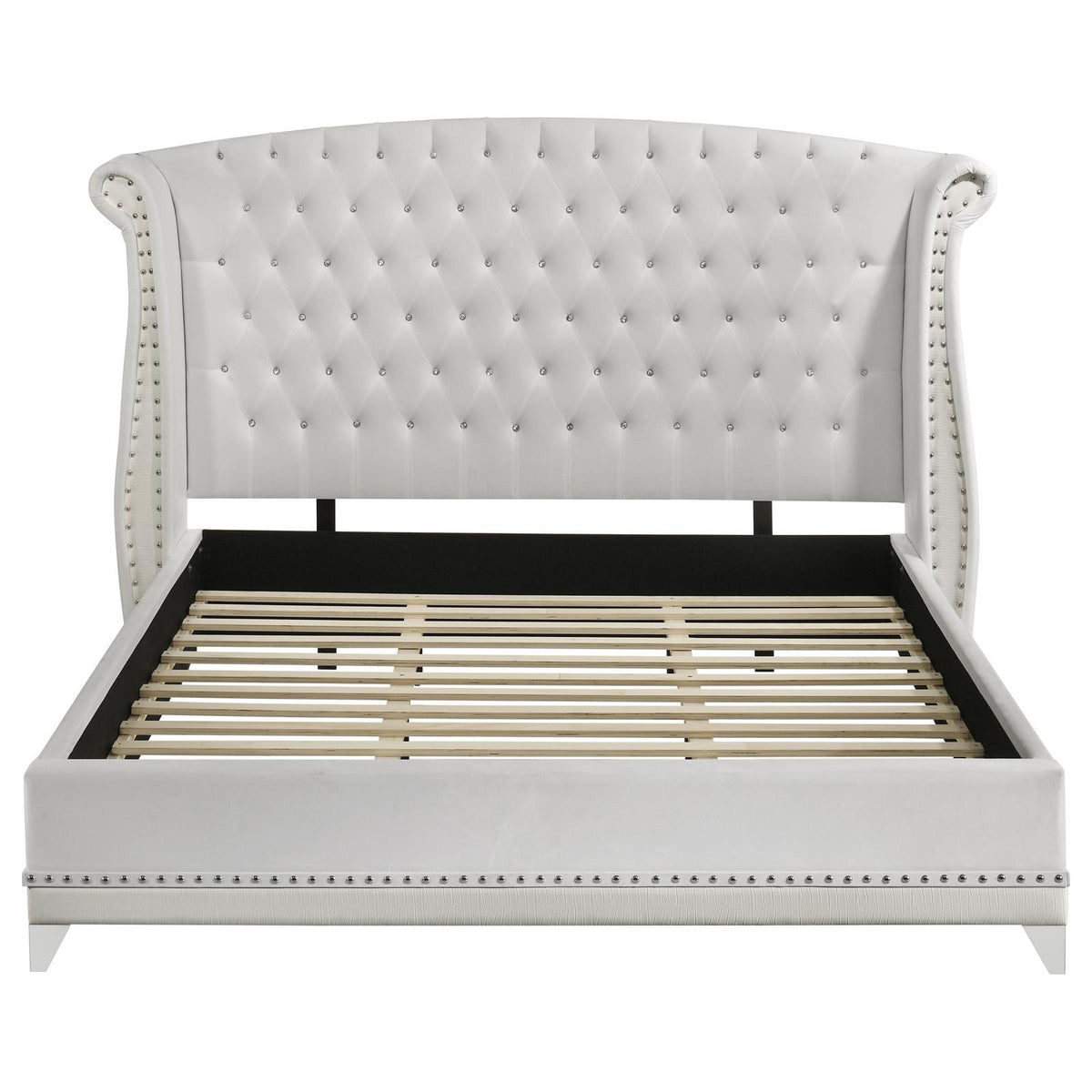 Barzini Upholstered Eastern King Wingback Bed White