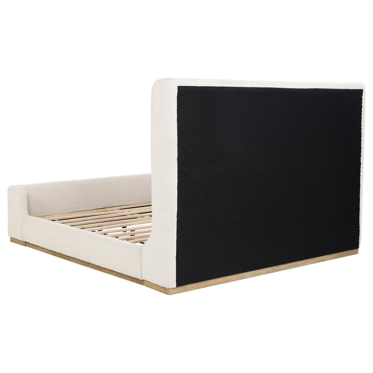 Nala Eastern King Bouclé Upholstered Platform Bed Cream