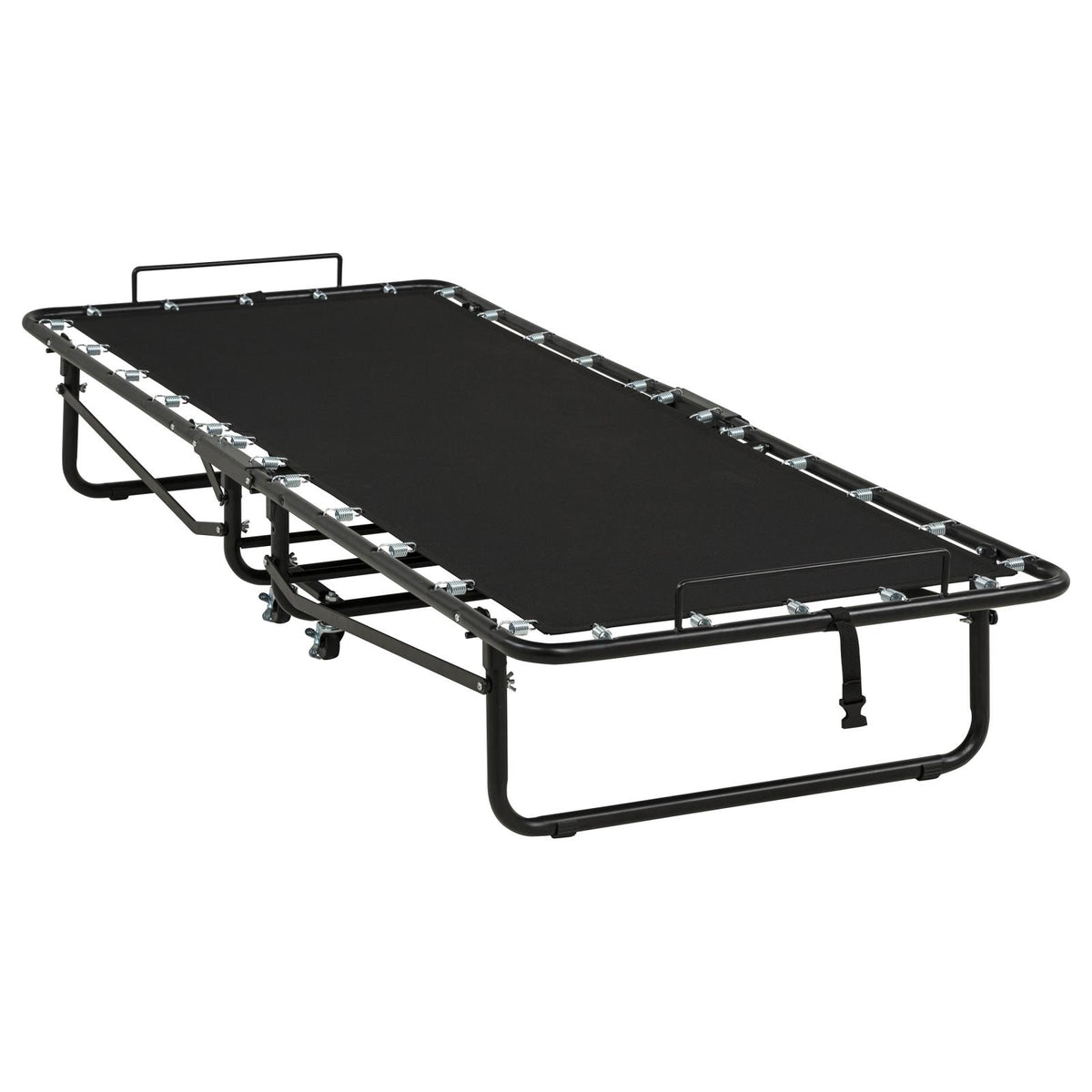 Massey Twin Folding Bed Frame with Memory Foam Mattress Black