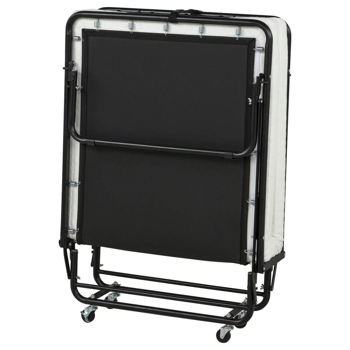 Massey Twin Folding Bed Frame with Memory Foam Mattress Black