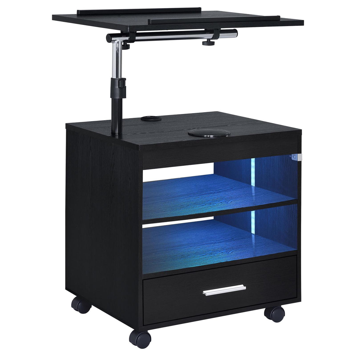 Lerma 1-drawer Adjustable Tray Top Nightstand with Speaker Black Ash