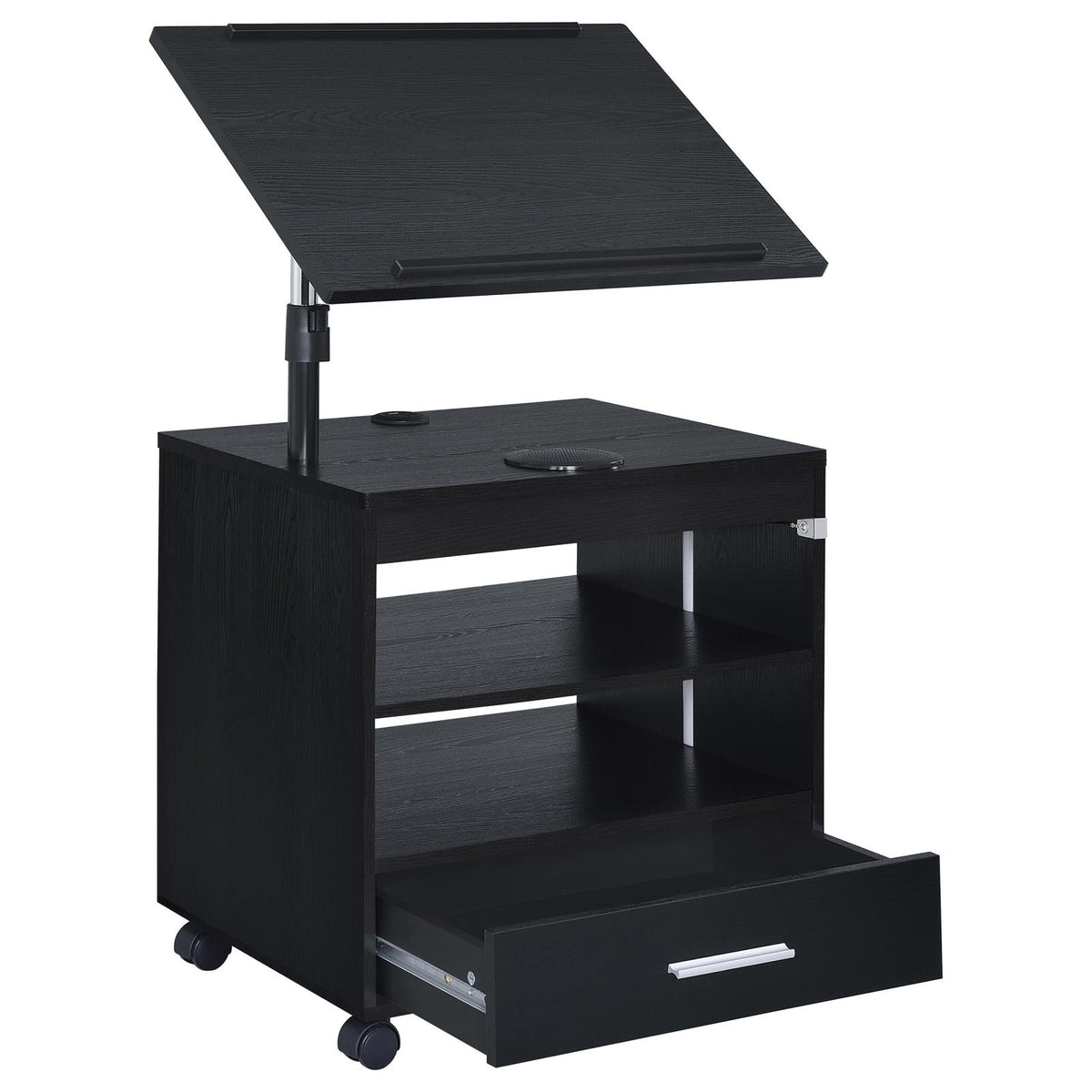 Lerma 1-drawer Adjustable Tray Top Nightstand with Speaker Black Ash