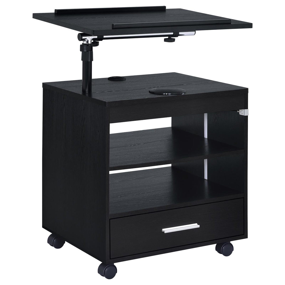 Lerma 1-drawer Adjustable Tray Top Nightstand with Speaker Black Ash