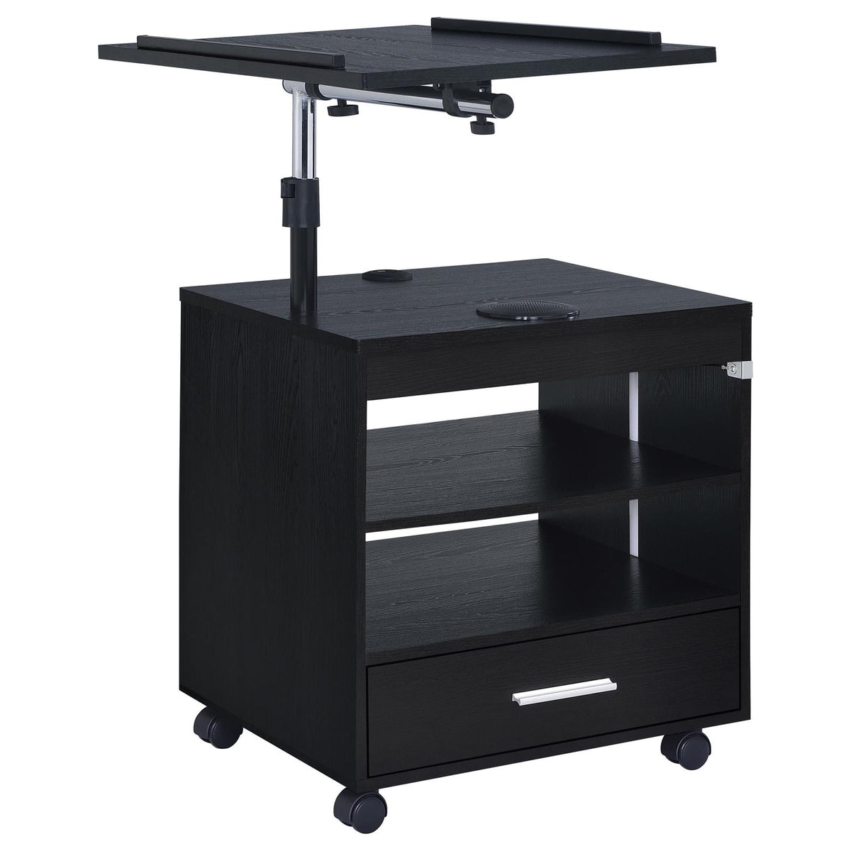 Lerma 1-drawer Adjustable Tray Top Nightstand with Speaker Black Ash