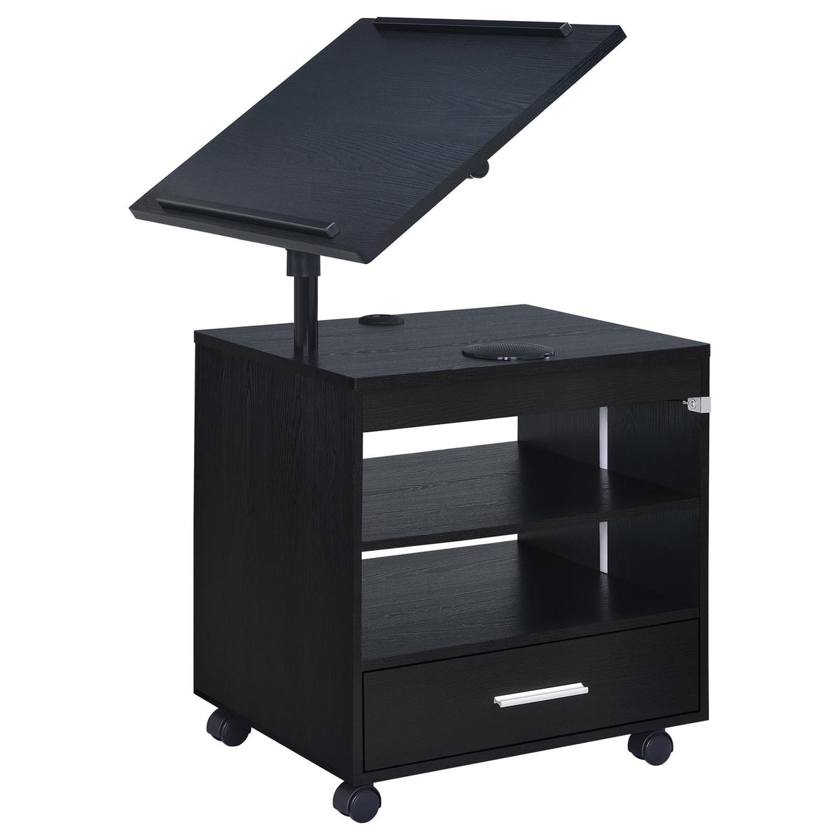 Lerma 1-drawer Adjustable Tray Top Nightstand with Speaker Black Ash