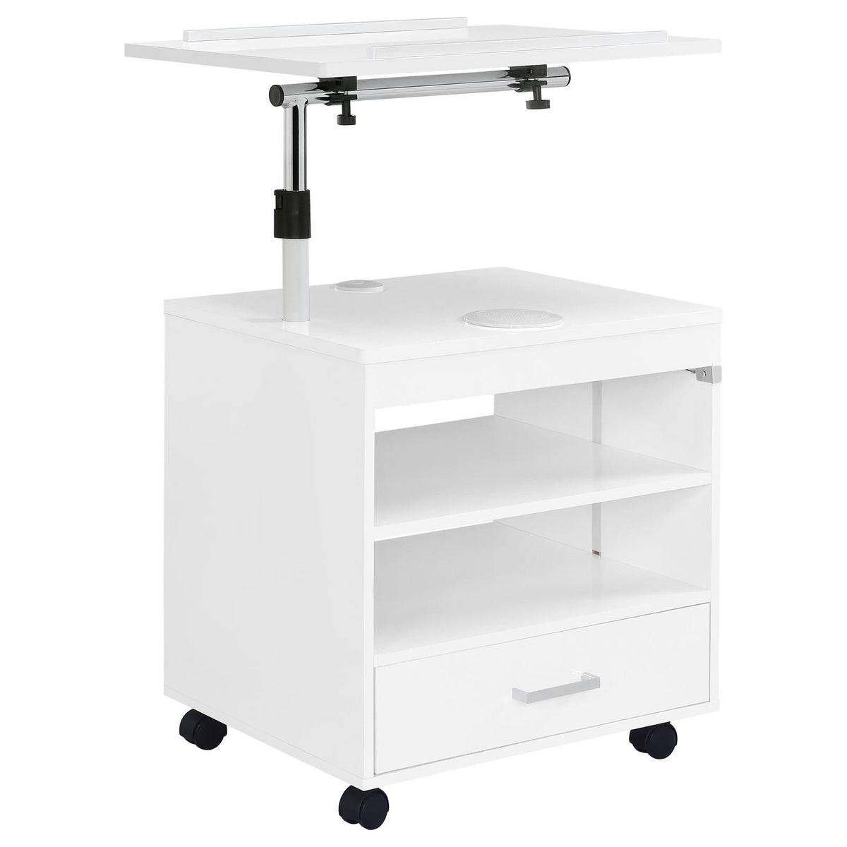 Lerma 1-drawer Adjustable Tray Top Nightstand with Speaker White High Gloss