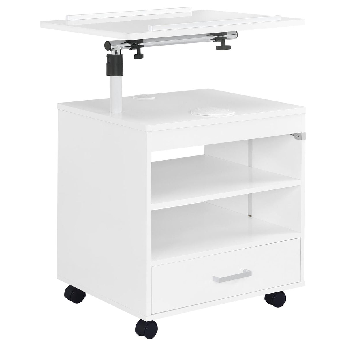 Lerma 1-drawer Adjustable Tray Top Nightstand with Speaker White High Gloss