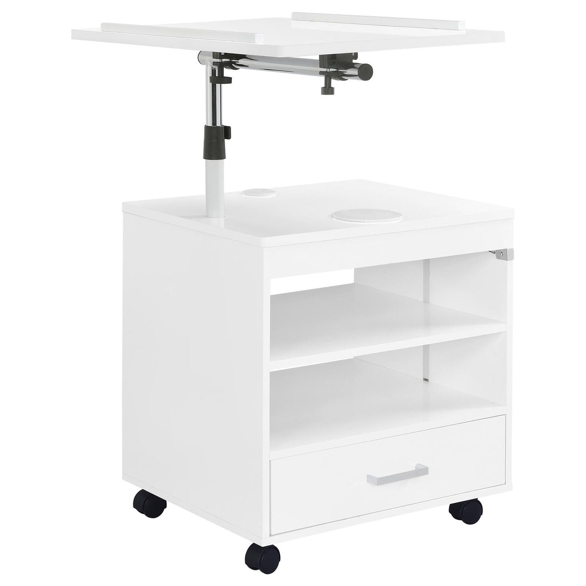 Lerma 1-drawer Adjustable Tray Top Nightstand with Speaker White High Gloss