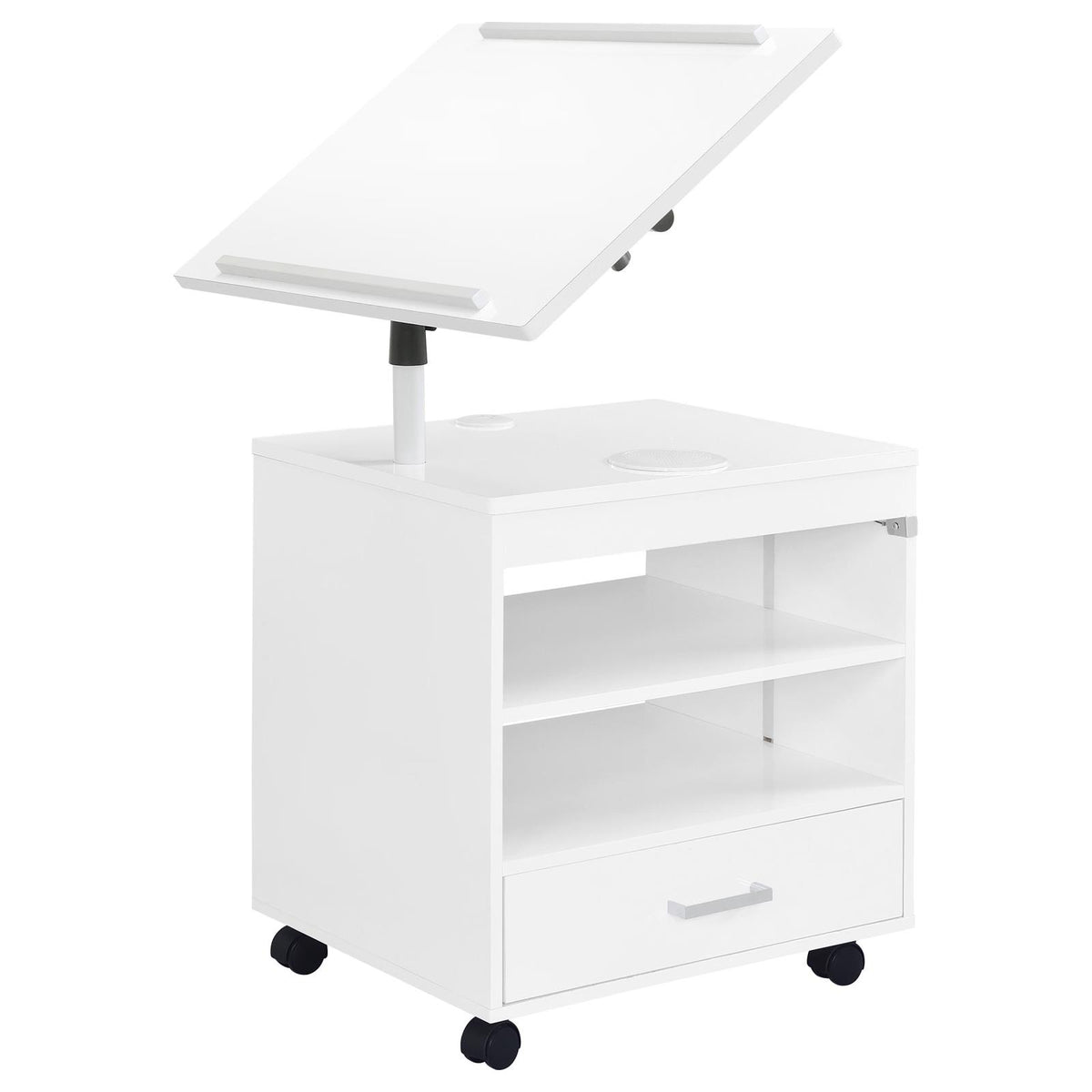 Lerma 1-drawer Adjustable Tray Top Nightstand with Speaker White High Gloss