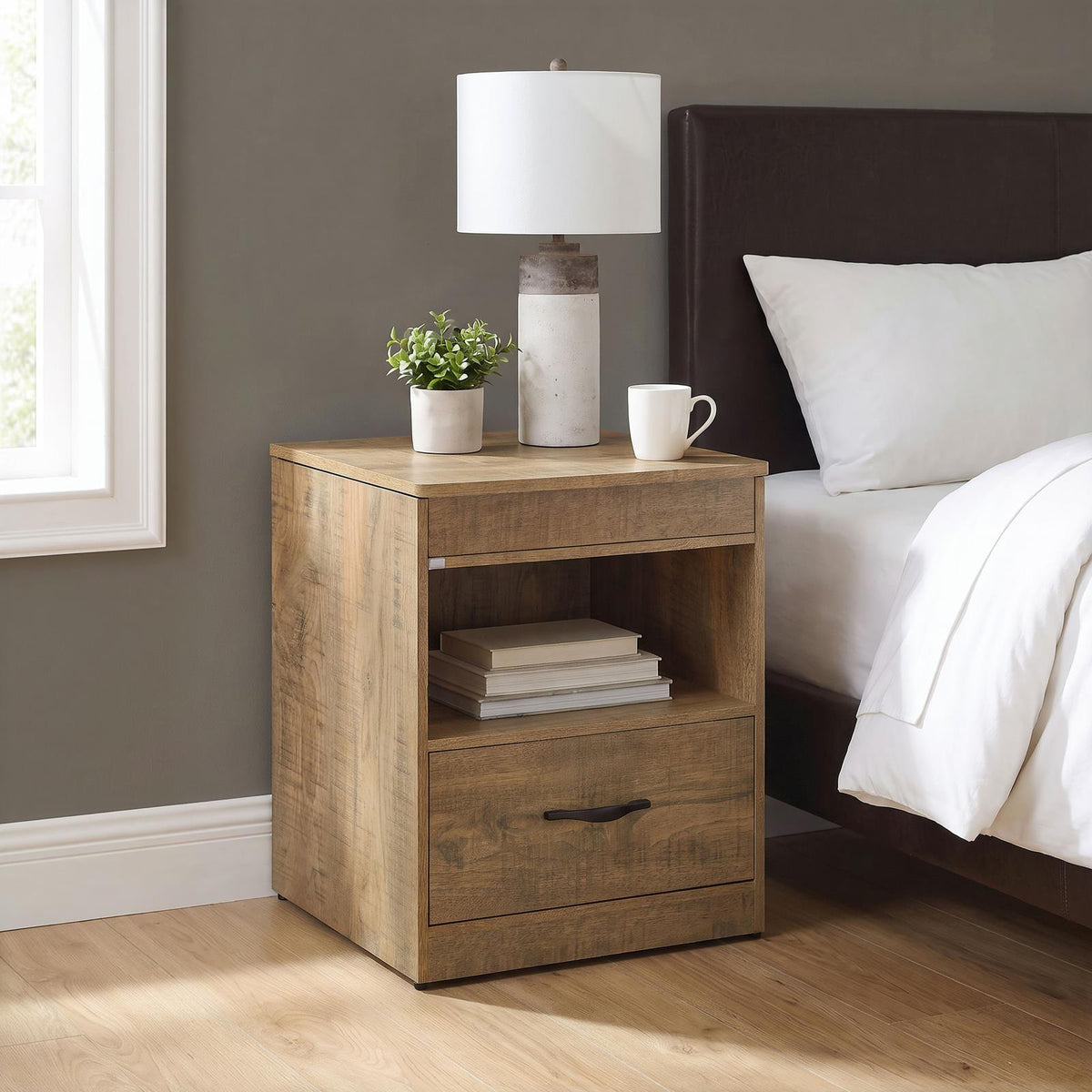 Fabre 1-drawer Extendable Top Nightstand Bedside Table Mango