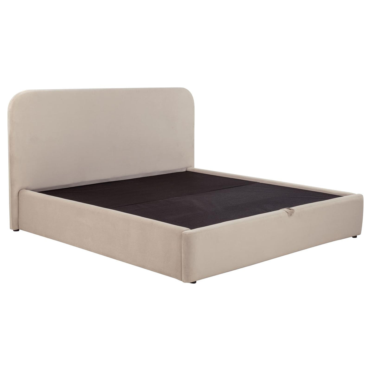 Anders Upholstered Eastern King Storage Lift Platform Bed Beige