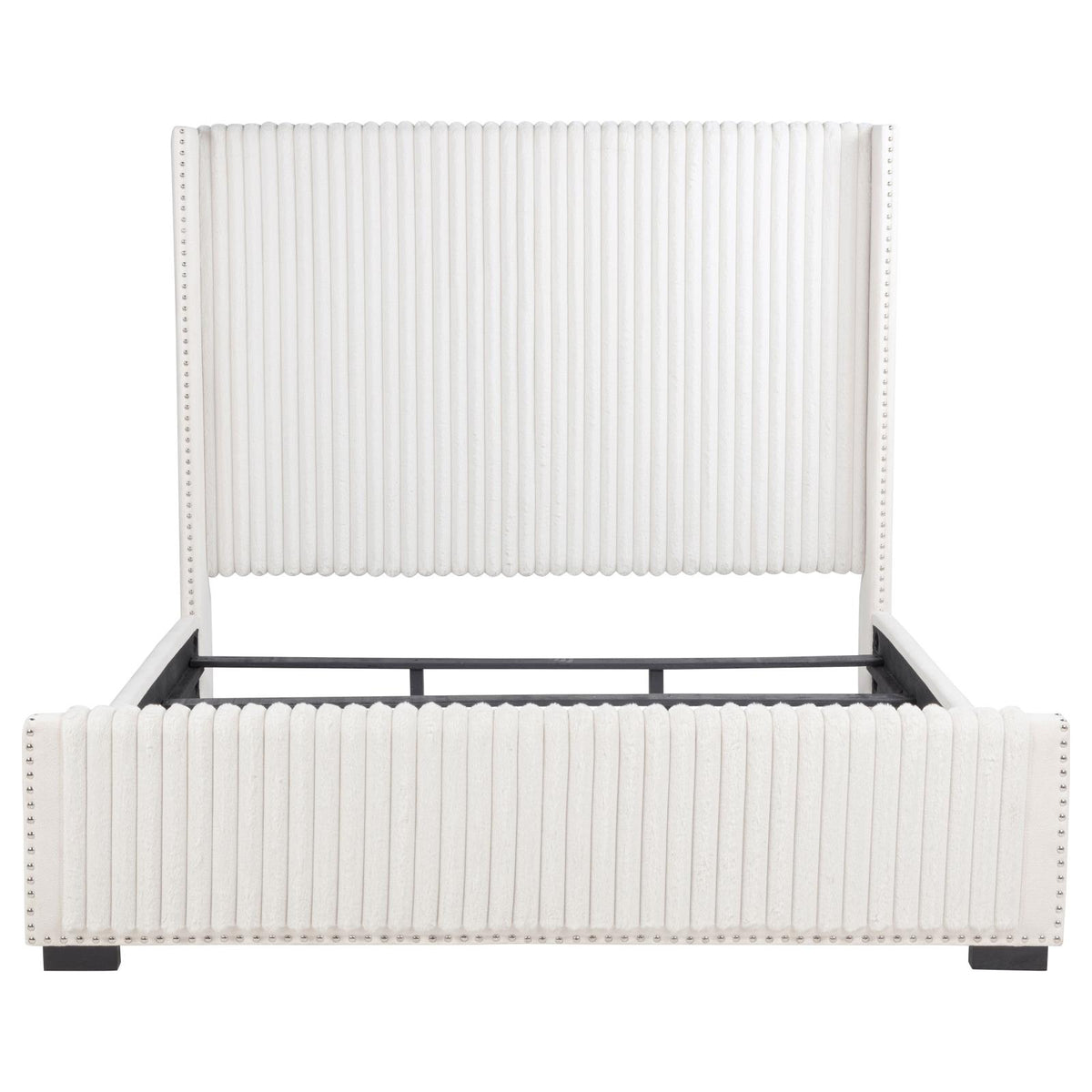 Natasha 65-inch Upholstered Eastern King Wingback Bed Cream
