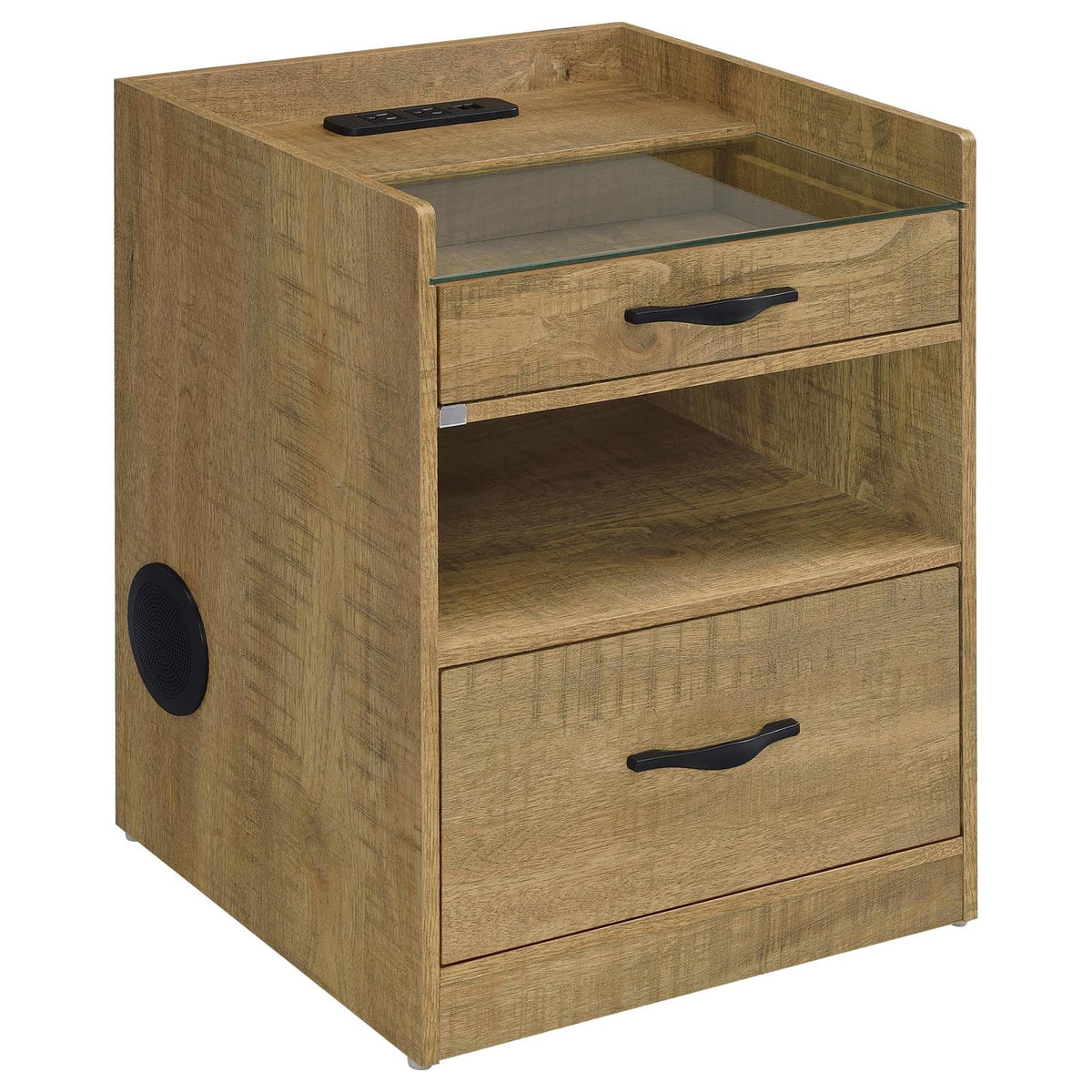Furda 2-drawer LED Nightstand Bedside Table with Speaker Mango