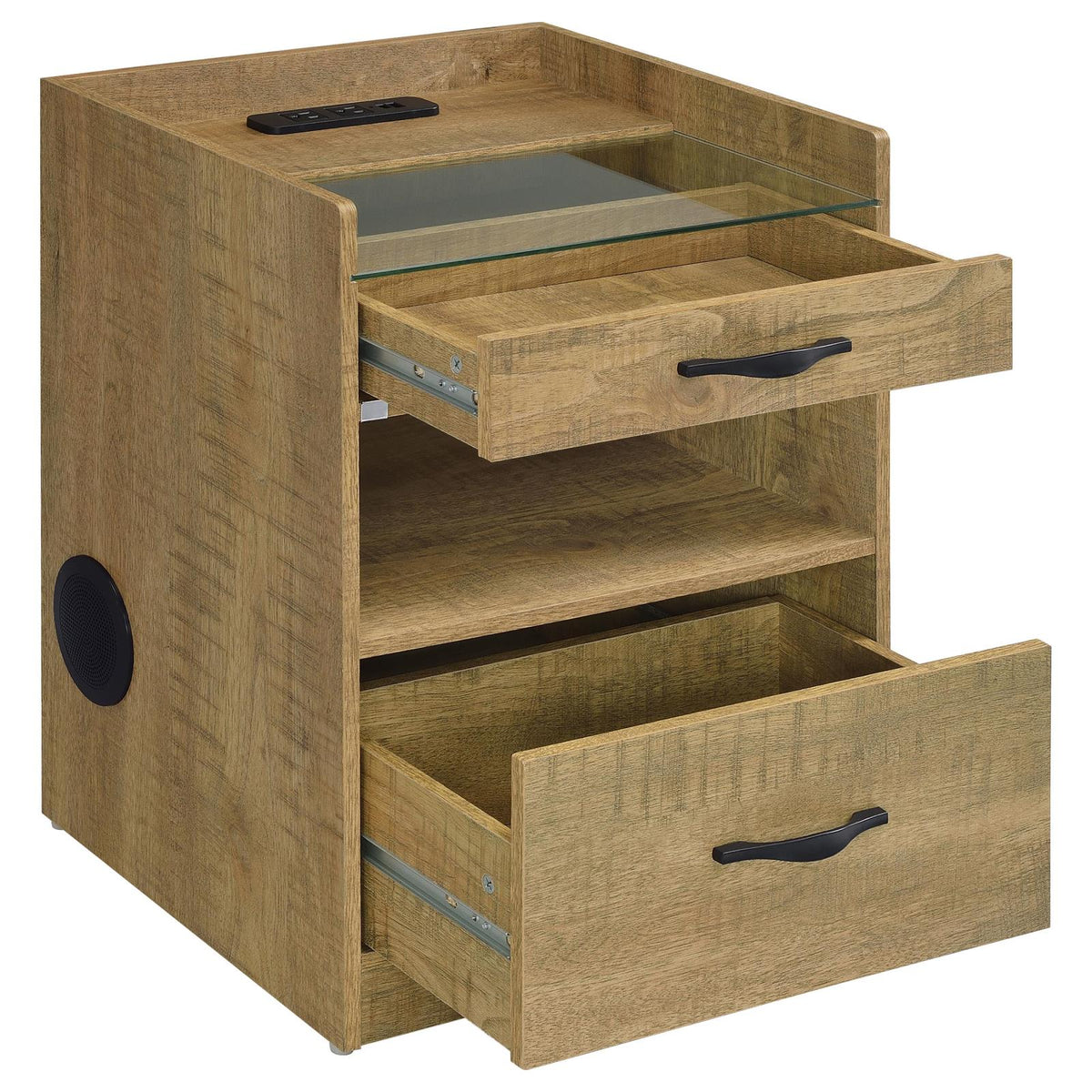 Furda 2-drawer LED Nightstand Bedside Table with Speaker Mango