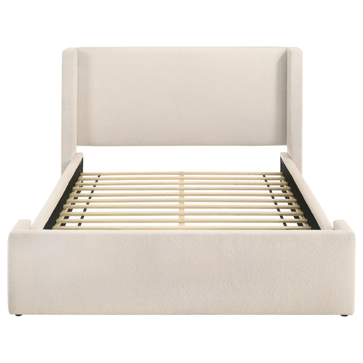 Alamosa Queen Boucle Upholstered Wingback Platform Bed White