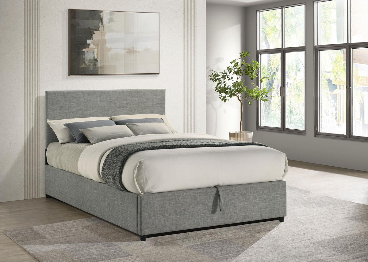 Reeves Upholstered Full Lift-Top Storage Platform Bed Grey