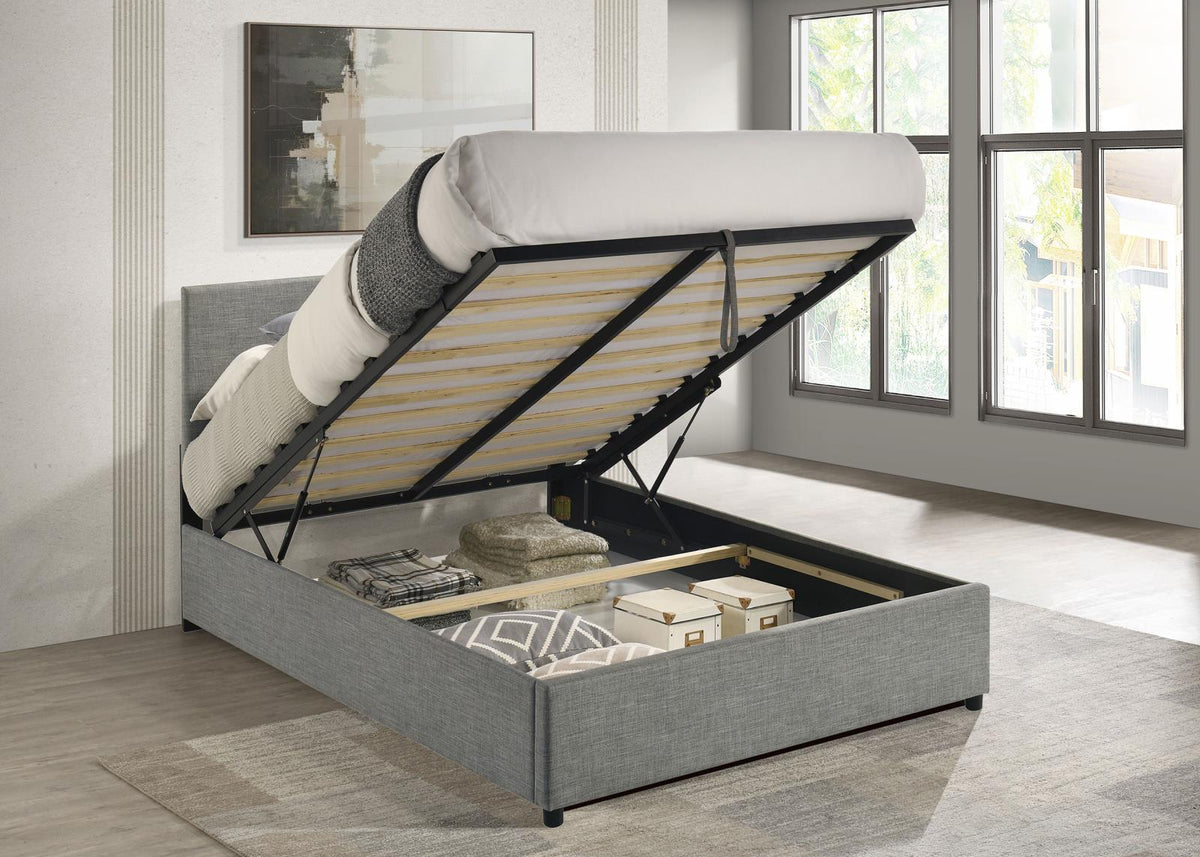 Reeves Upholstered Full Lift-Top Storage Platform Bed Grey