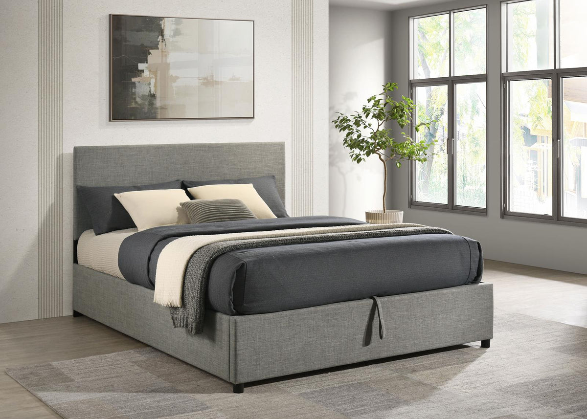 Reeves Upholstered Queen Lift-Top Storage Platform Bed Grey