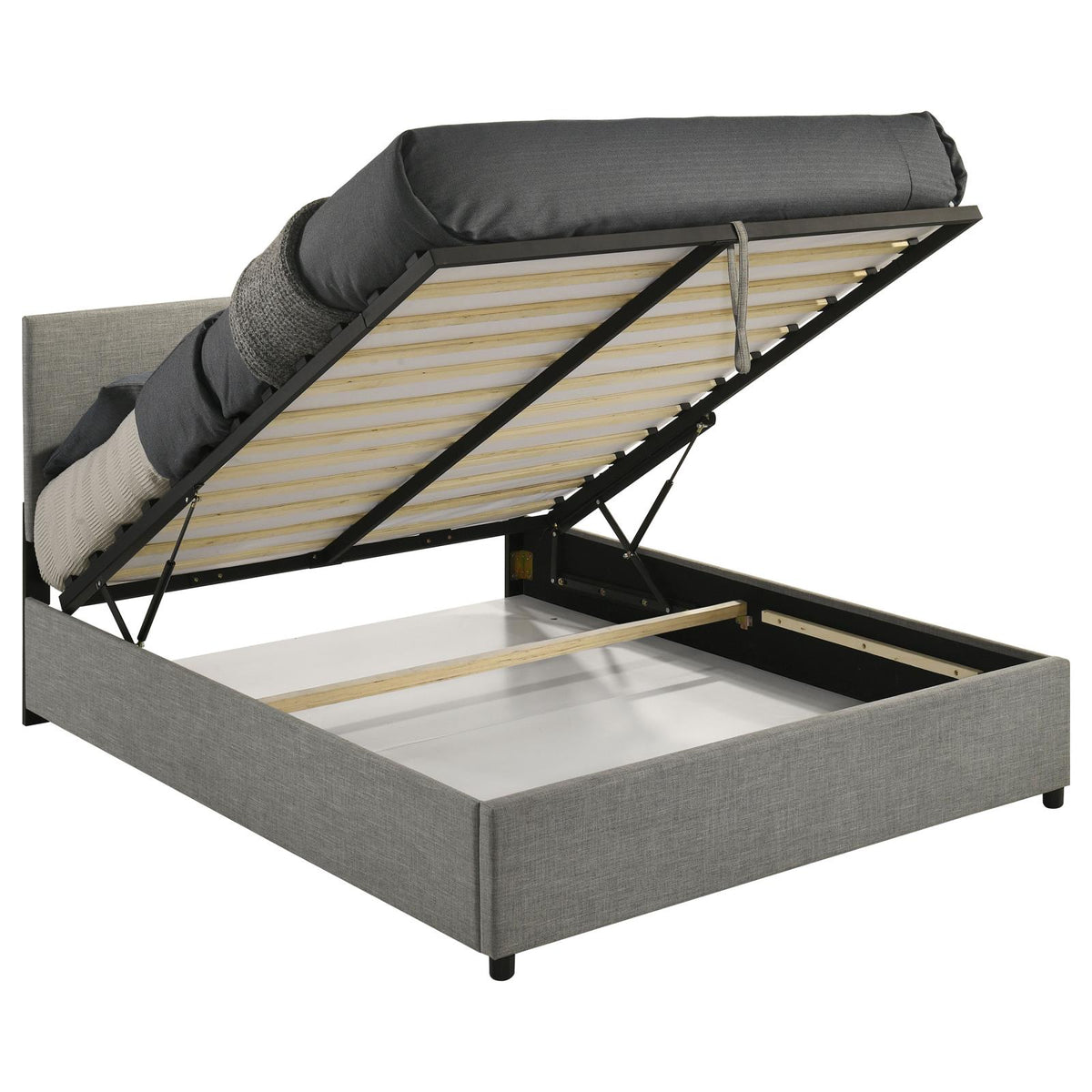 Reeves Upholstered Queen Lift-Top Storage Platform Bed Grey