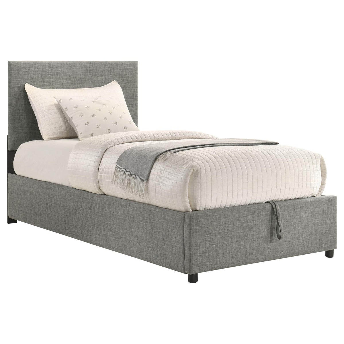 Reeves Upholstered Twin Lift-Top Storage Platform Bed Grey