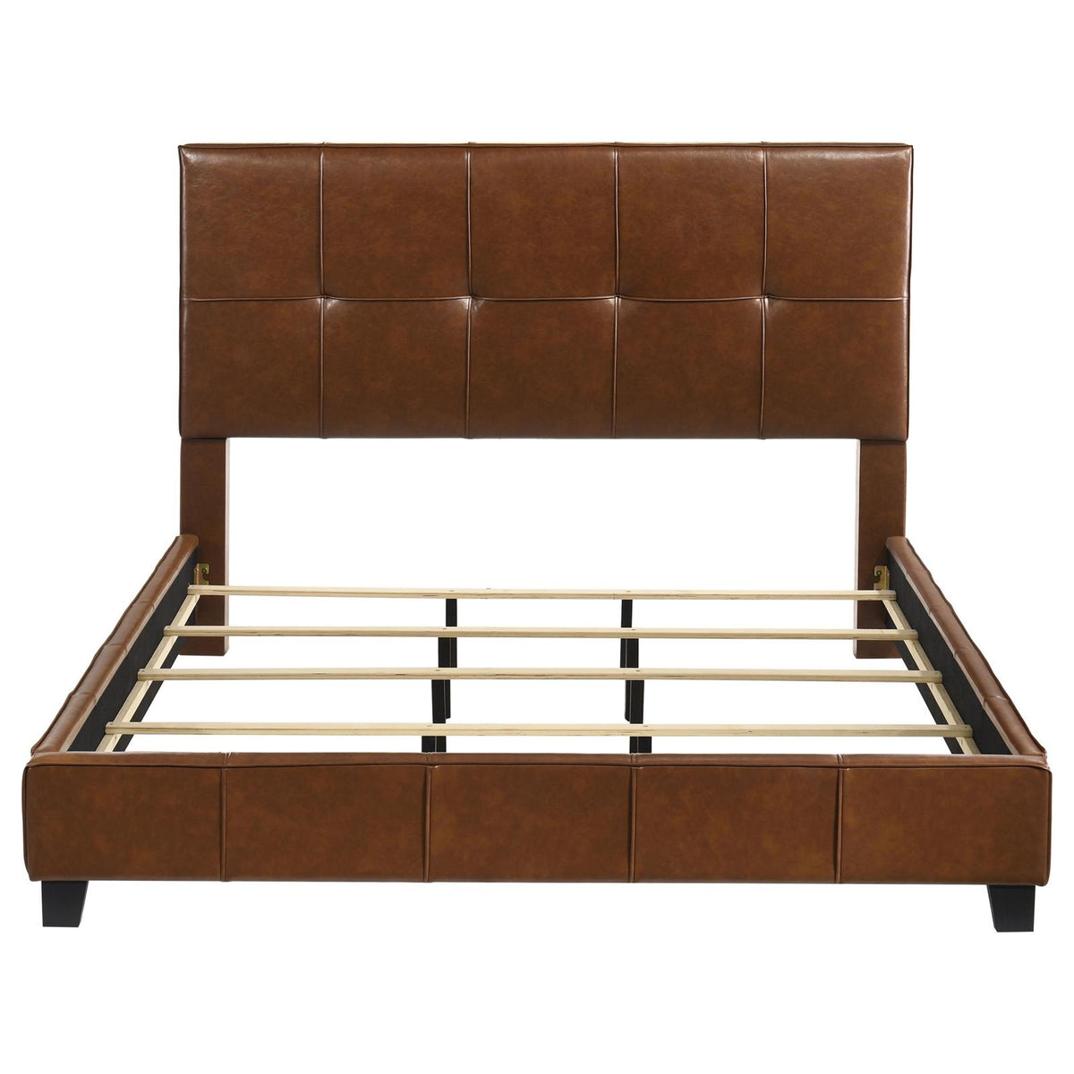 Farrell California King Leatherette Panel Bed Brown