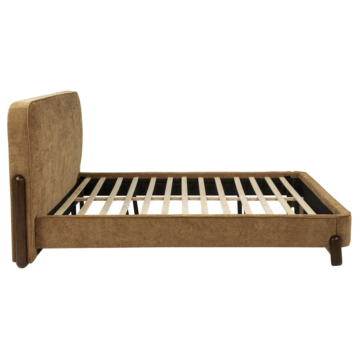 Baldacci Upholstered California King Platform Bed Curry and Walnut