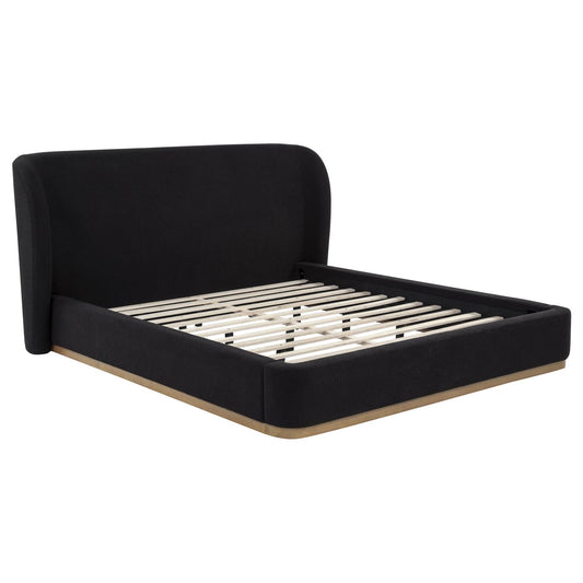 Blaire Upholstered California King Wingback Platform Bed Black