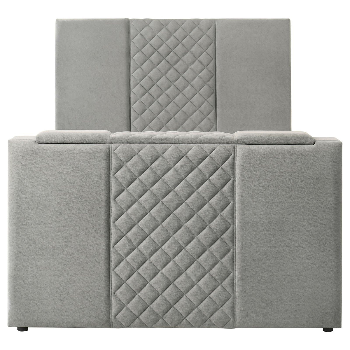 Tara 61-inch Upholstered Queen Panel TV Bed Grey