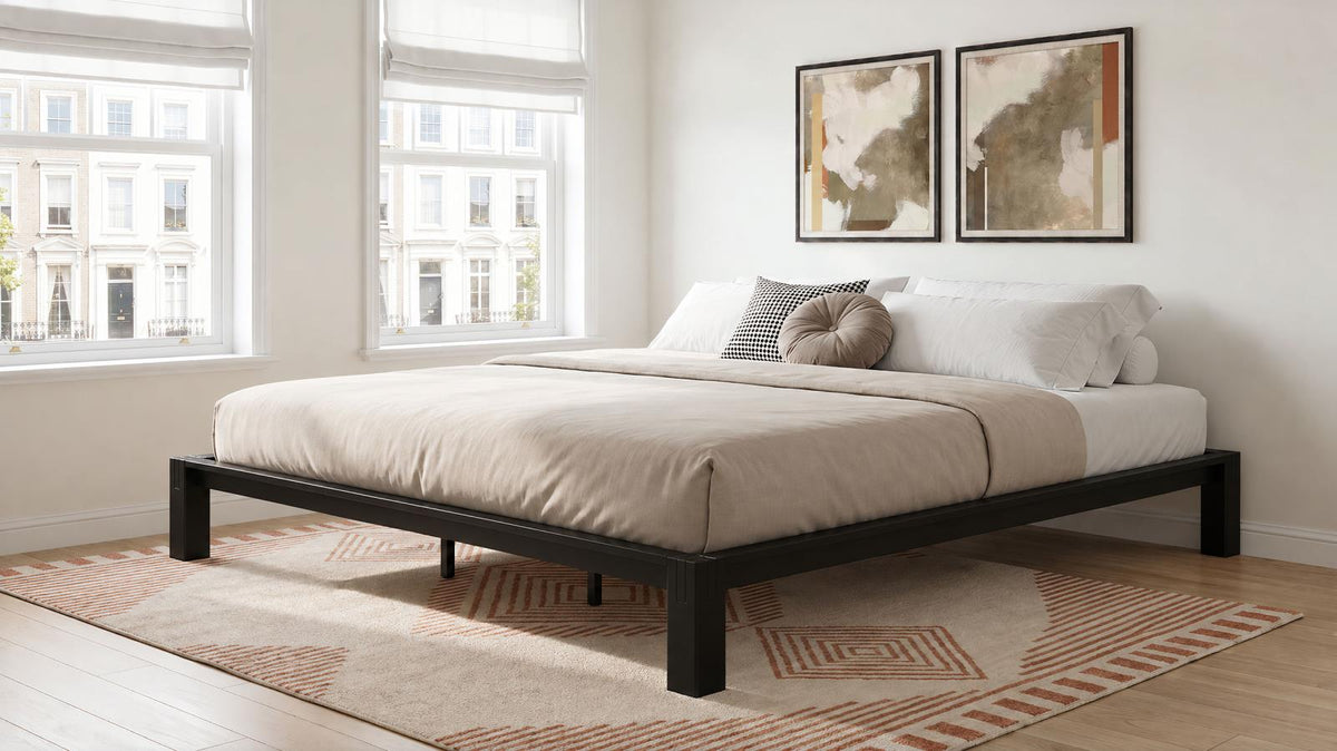 Gislen Eastern King Easy Assembly Wood Platform Bed Black