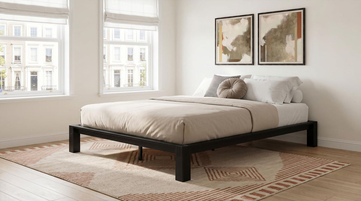Gislen Queen Easy Assembly Wood Platform Bed Black