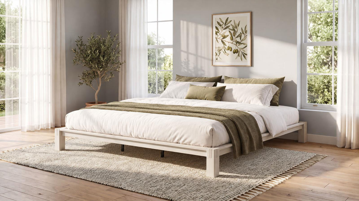 Gislen Eastern King Easy Assembly Wood Platform Bed White