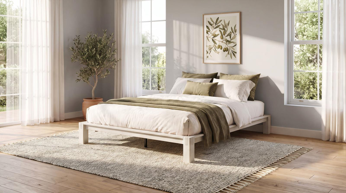 Gislen Queen Easy Assembly Wood Platform Bed White