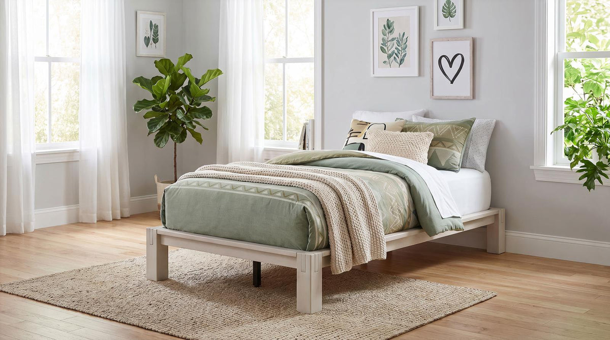 Gislen Twin Easy Assembly Wood Platform Bed White