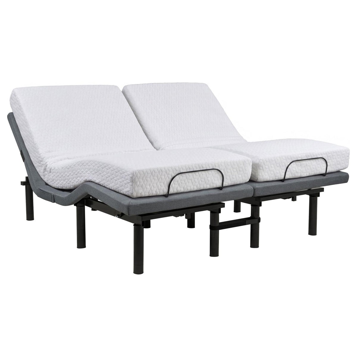 Weston Split Eastern King Massage Adjustable Bed Base in Black and Grey