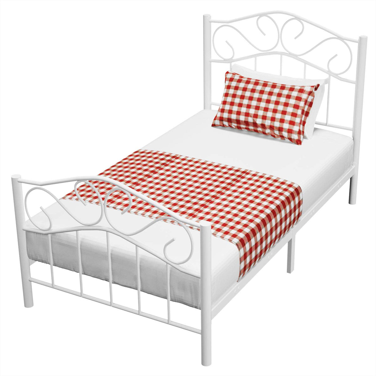 Mecor Twin Metal Bed — White
