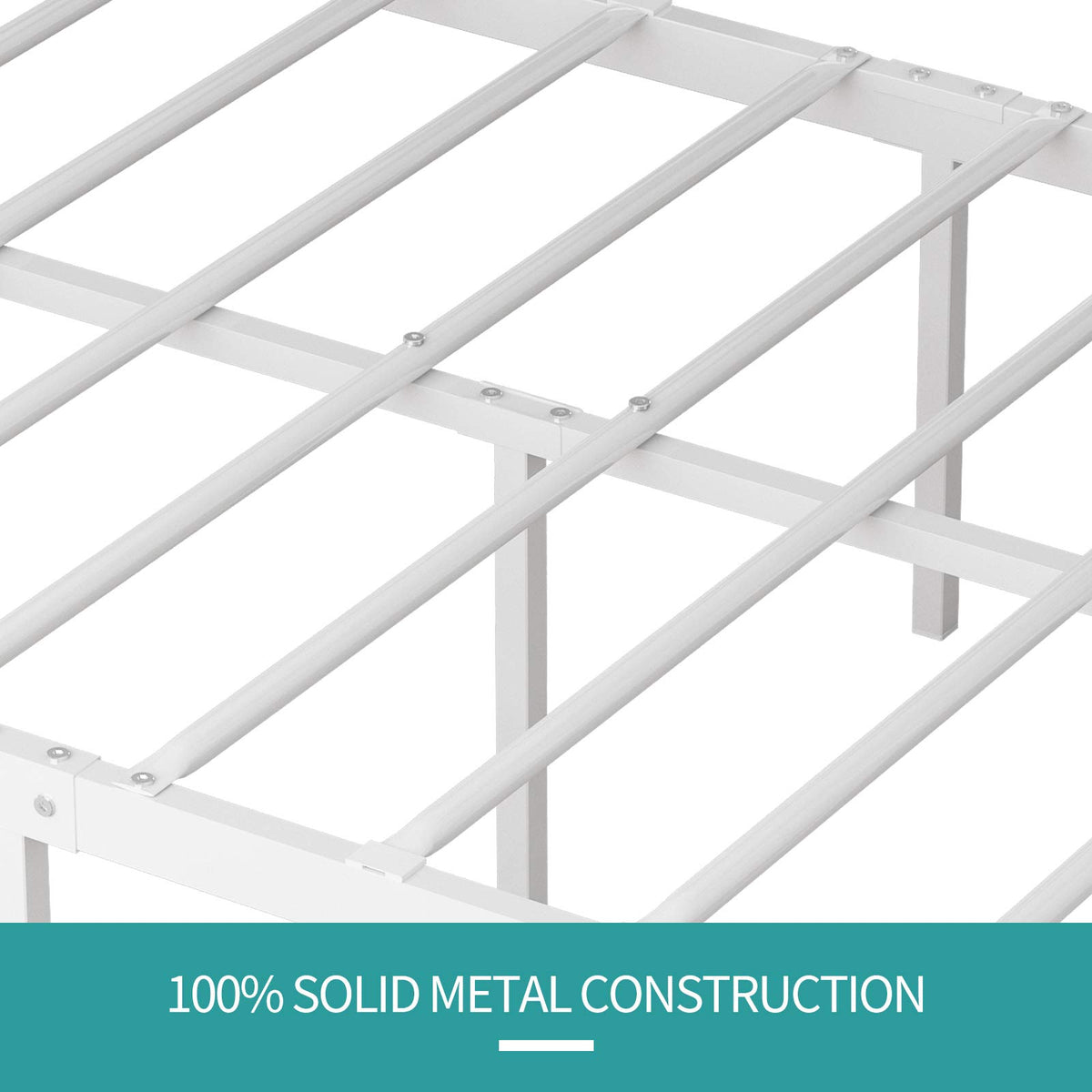Mecor Twin Metal Bed — White