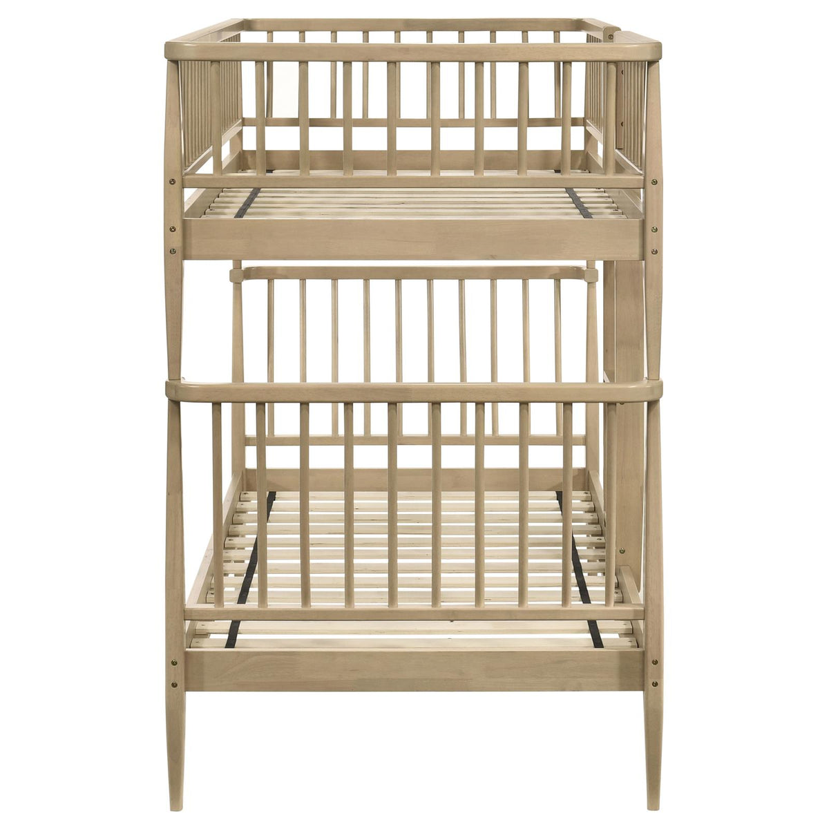 Abram Windsor Twin Over Twin Wood Bunk Bed with Ladder Almond