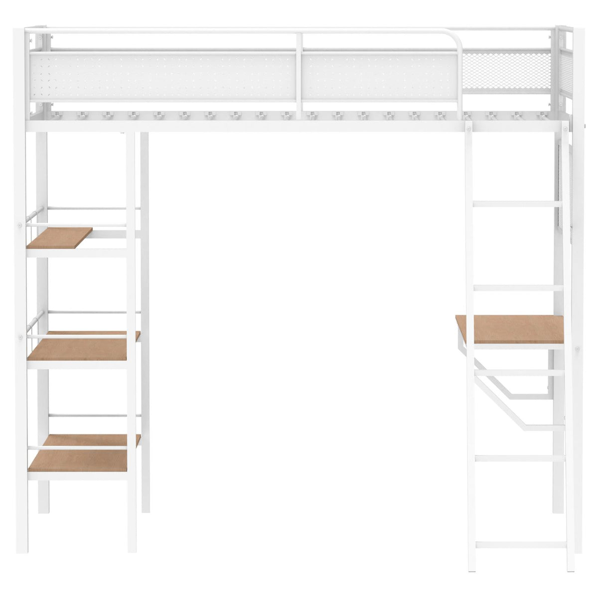 Campus Metal Twin Workstation Loft Bed with Desk Matte White