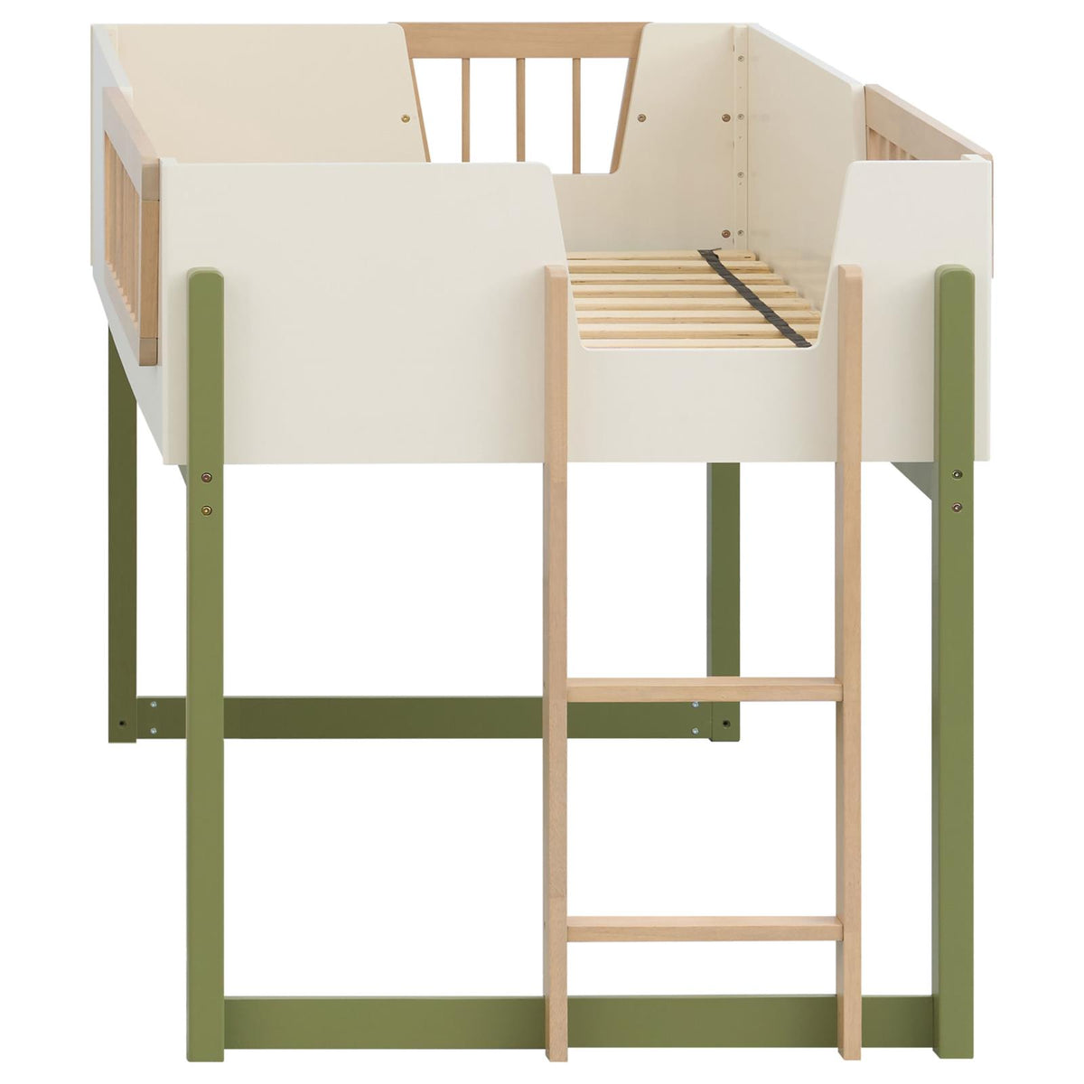 Evren Twin Loft Bed with Ladder Tri-Tone