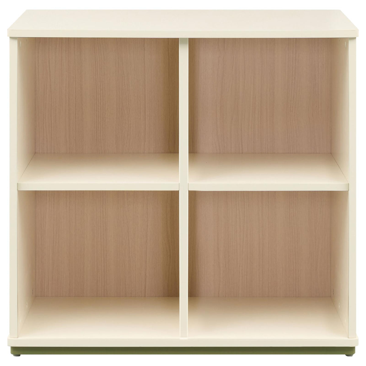 Evren 4-cubby Horizontal Bookcase with Natural Interior Off White