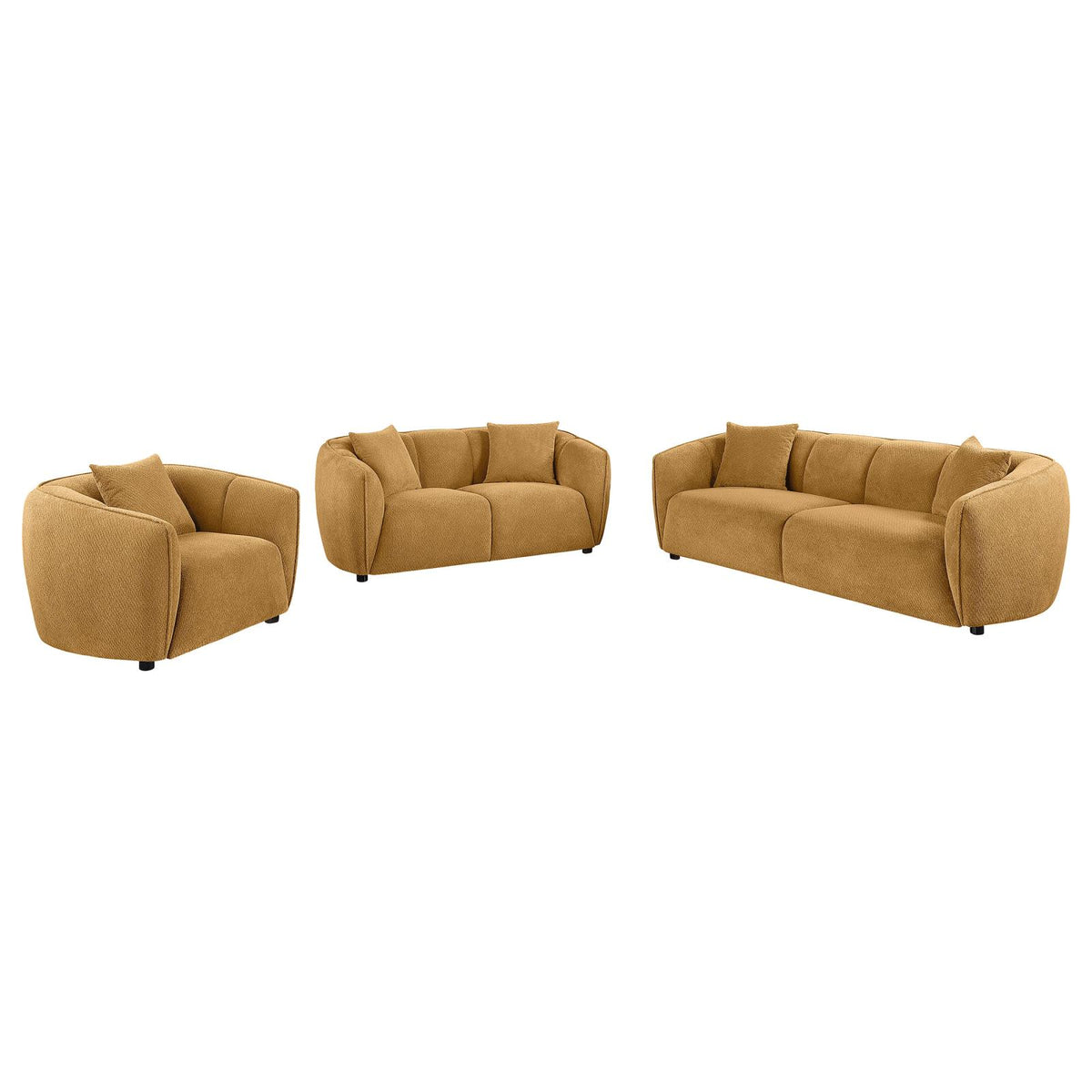 Aleisha Fabric Upholstered Sofa Set Mustard Yellow