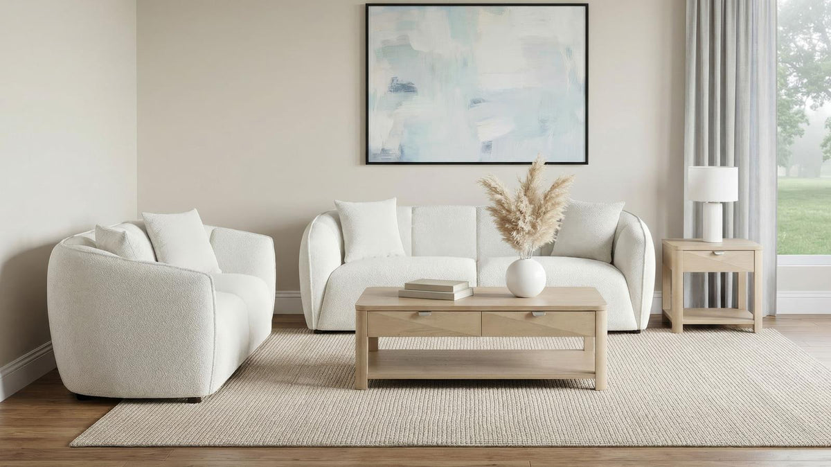 Aleisha Fabric Upholstered Sofa Set Sand