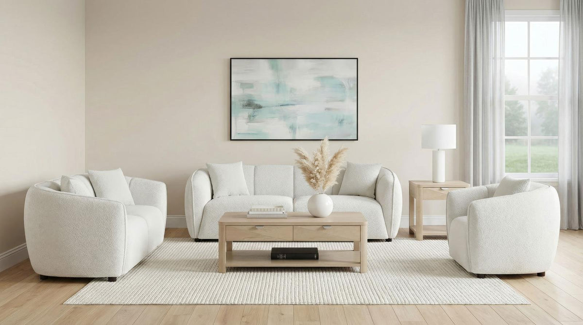 Aleisha Fabric Upholstered Sofa Set Sand