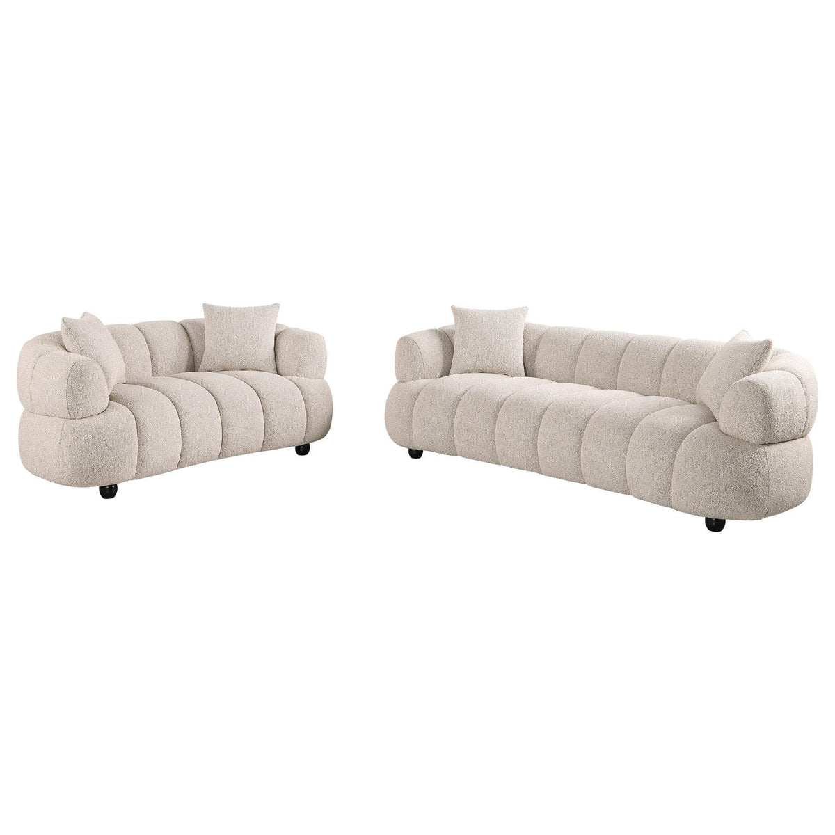 Whitney Contemporary Channel Tufted Woven Fabric Upholstered Sofa Set