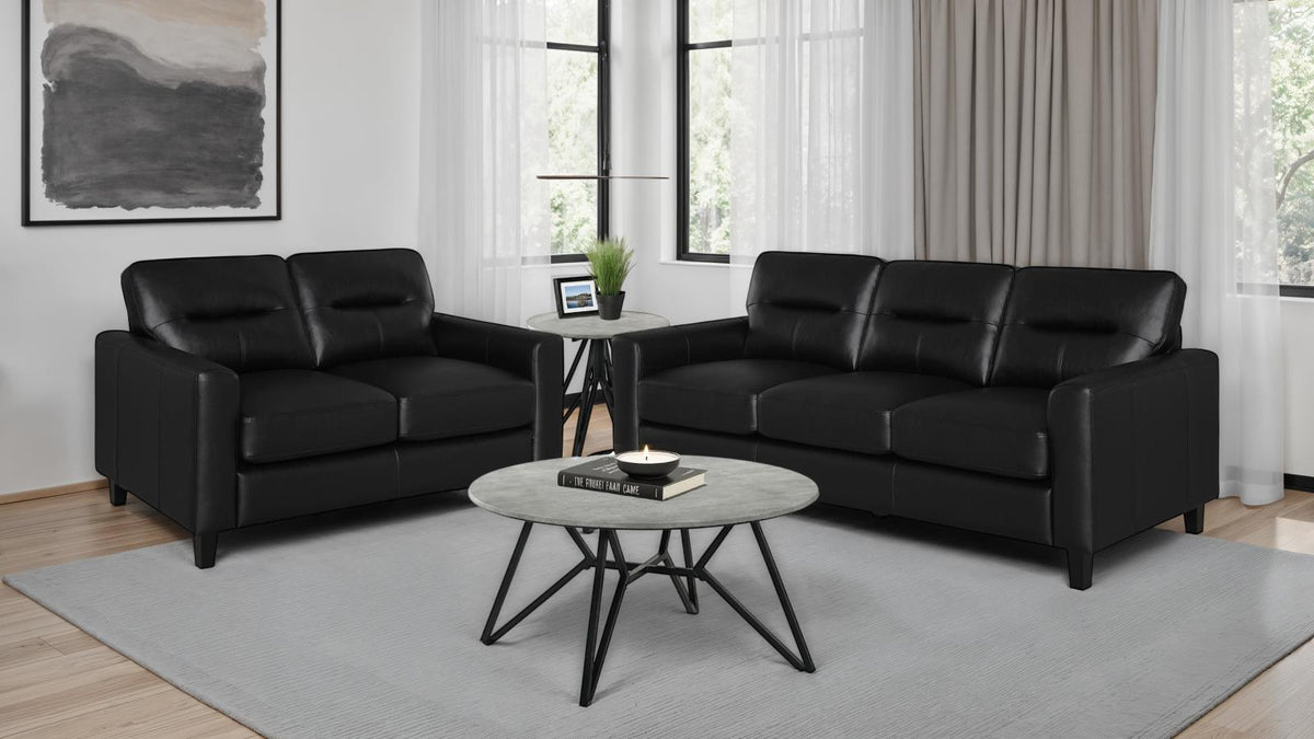 Scotland Faux Leather Upholstered Sofa Set Black