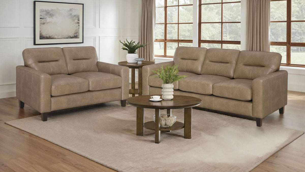 Scotland Faux Leather Upholstered Sofa Set Brown