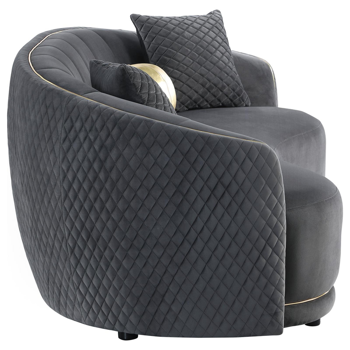 Brookside Velvet Upholstered Sofa Set Dark Grey