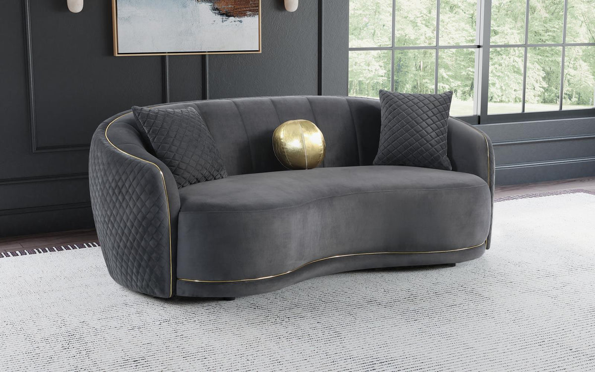 Brookside Velvet Upholstered Sofa Set Dark Grey